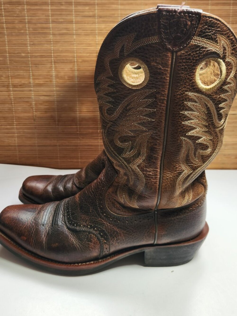 Ariat Quickdraw Western Boots Mens 12EE Wide Square Toe Brown Leather 10002227 - Picture 9 of 16